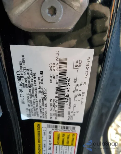 2021 Ford Mustang Gt из США, поврежденный, VIN 1FA6P8CF0M5157207